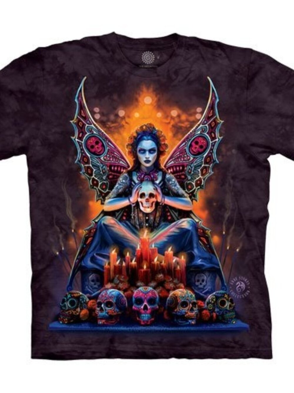 Skull Fairy Gothic Dark Purple Halloween Day of Dead Fantasy Adult T-Shirt S-3X
